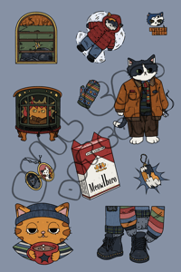 Image 2 of chilly cats sticker sheet