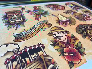 Image of Adventureland Inspired Traditional Tattoo Flash Sheet: ADV-01 11x14