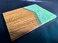 Image 3 of @Kaoticartworks Resin & Curly Narra GLOW Segmented Knife Scales