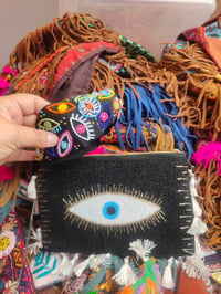Image 1 of Black all seeing evil eye protection Bag and multi coloured eye head band 