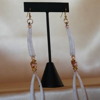 Image 3 of two tier Dentalium simple earrings (pink) 