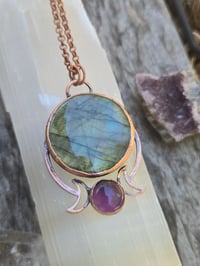 Image 1 of Electroformed labradorite and amethyst moonphase necklace 11
