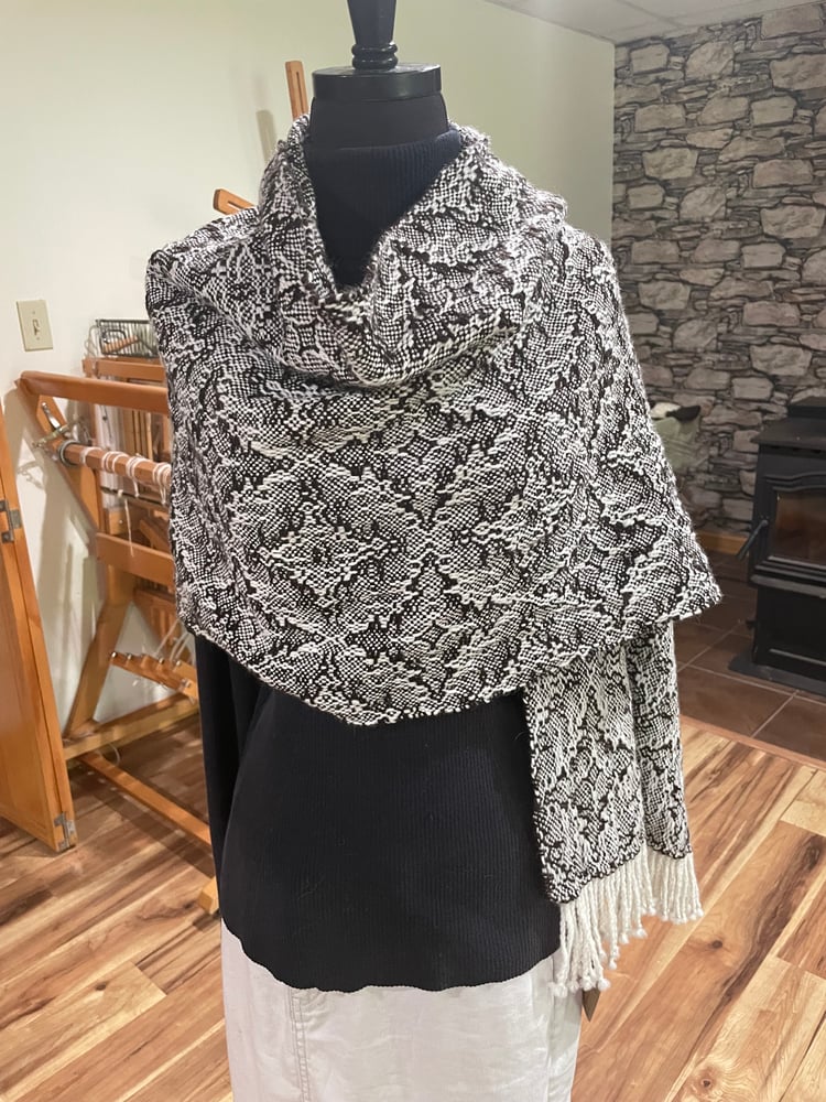 Image of “Snakeskin” print Handwoven Alpaca/Wool blend Wrap (22219-B)