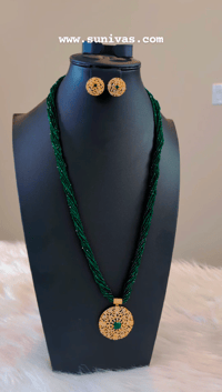Image 2 of Sabita Long American Diamond Hydrocrystal Necklace Set with Earrings and Ring