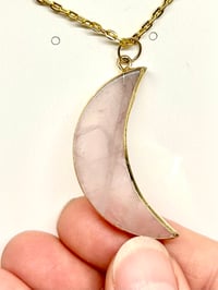 Image 1 of Rose Quartz Moon Necklace #2