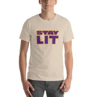 Image 2 of STAY LIT PURPLE/ORANGE Short-Sleeve Unisex T-Shirt