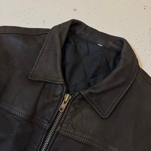 Image of 1990s Cropped Heavyweight Leather Jacket, Size Medium