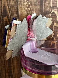 Image 5 of Wicked Glinda Inspired Stanley Tumbler Straw Topper Bow