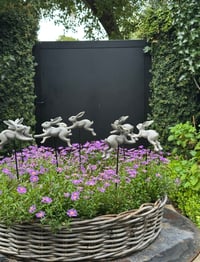 Image 3 of Leaping bunny on stake Set of 2
