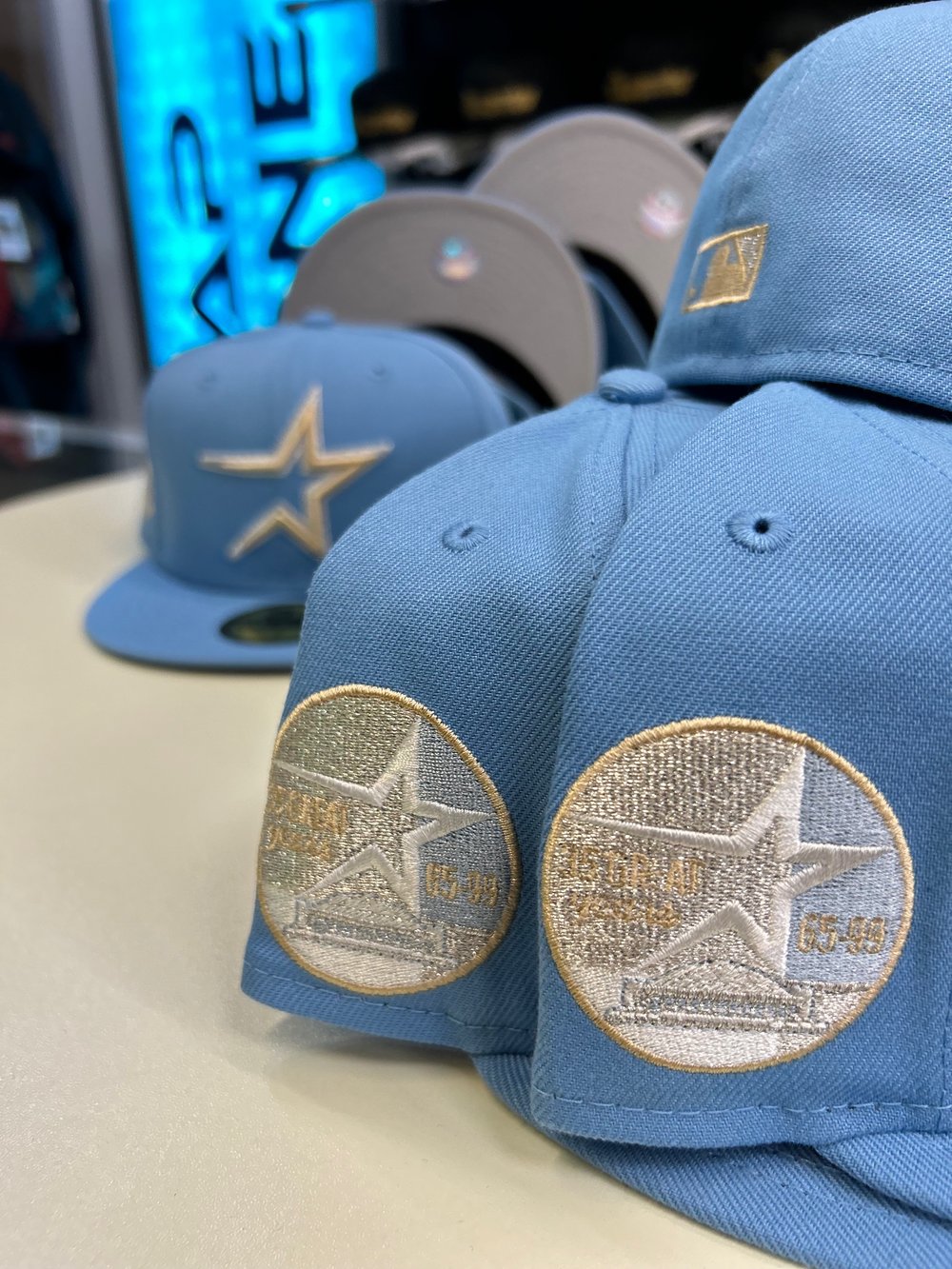 New Era 5950 Sky Blue/ Sea Shell/Metallic Silver