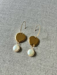 Image 2 of GOLD + PEARL MARQUIS EARRINGS