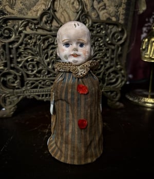 Image of Antique German Bisque Doll w/ Glass Dome