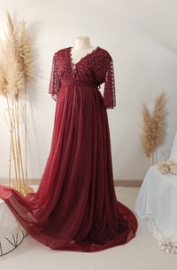 Image 3 of Burgundy dress for maternity photoshoot | Jenny | size S-M-L
