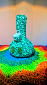 Image 3 of Lucky the Green Crochet Bong Buddy Plush