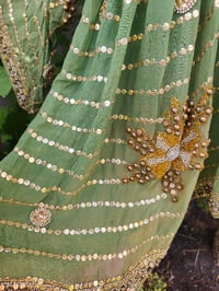 Image 7 of Mykonos Glitter wrap dress - green and brown 10-14