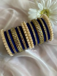 Image 1 of Pearl and Velvet Bangles set