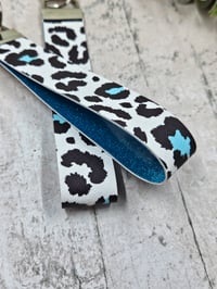 Image 3 of Blue and White Leopard Wristlet Keychain