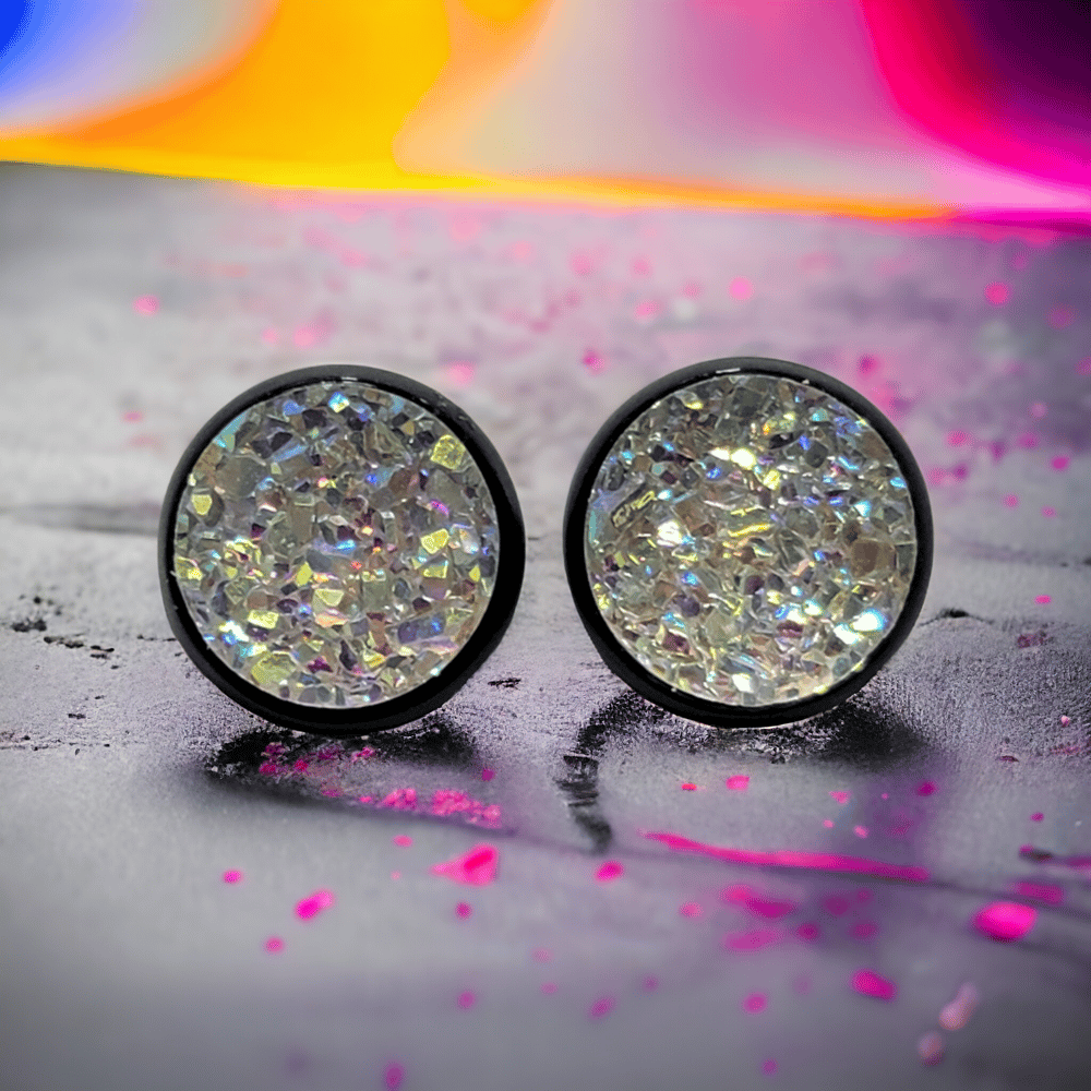 Image of Iridescent Faux Druzy Stud Earrings