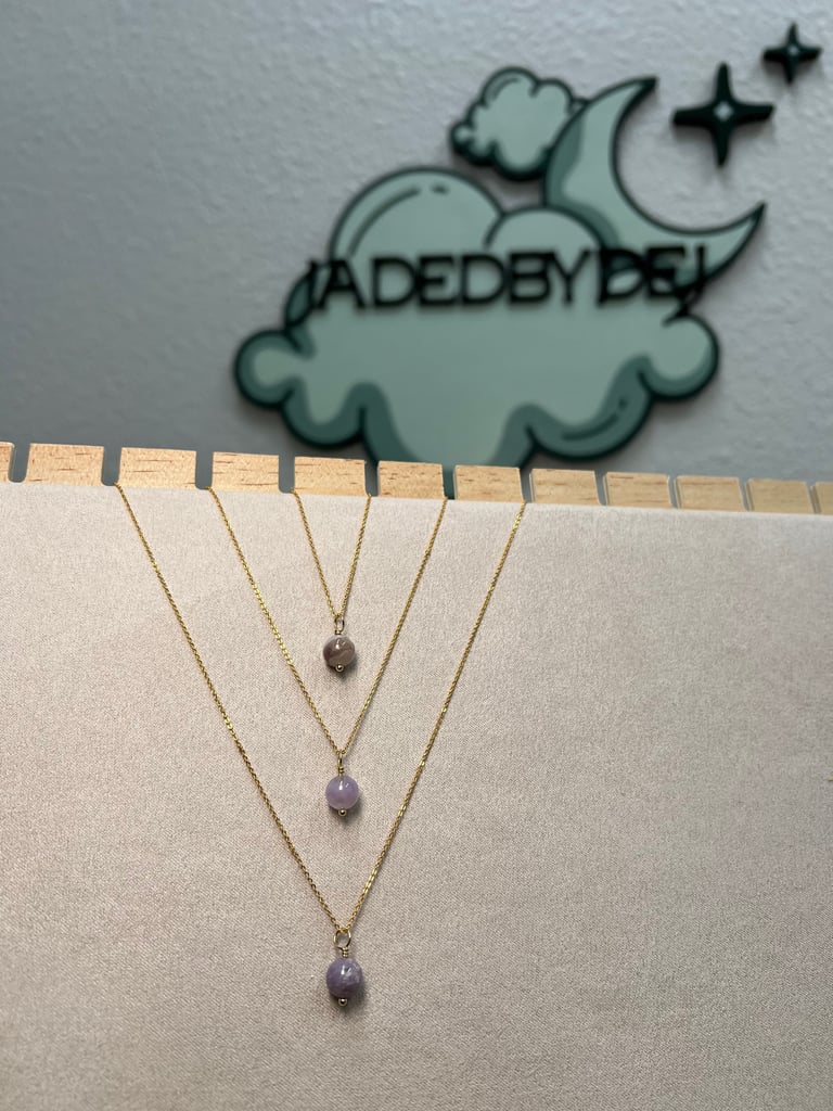 dainty lavender bead necklace