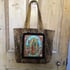  shoulder bag in leopard fabric with Virgin of Guadalupe patch and black or gold fringing Image 6