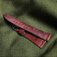 Image 1 of Antiqued Horween Shell Cordovan Watch Strap - Garnet