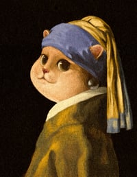 Cat with a Pearl Earring Print