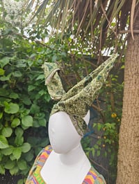 Image 5 of Boho head wrap with Wire - sari fabric -green