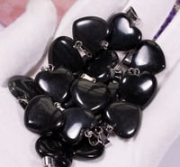 Image 1 of Obsidian Heart Pendant Sterling Silver Necklace 
