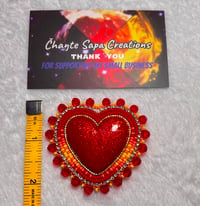 Image 6 of Hand Painted/Polished Dark Red Heart Beaded Earrings