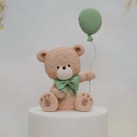 Image 4 of Cream Bear Holding Balloons Cake Topper - Lightweight Clay