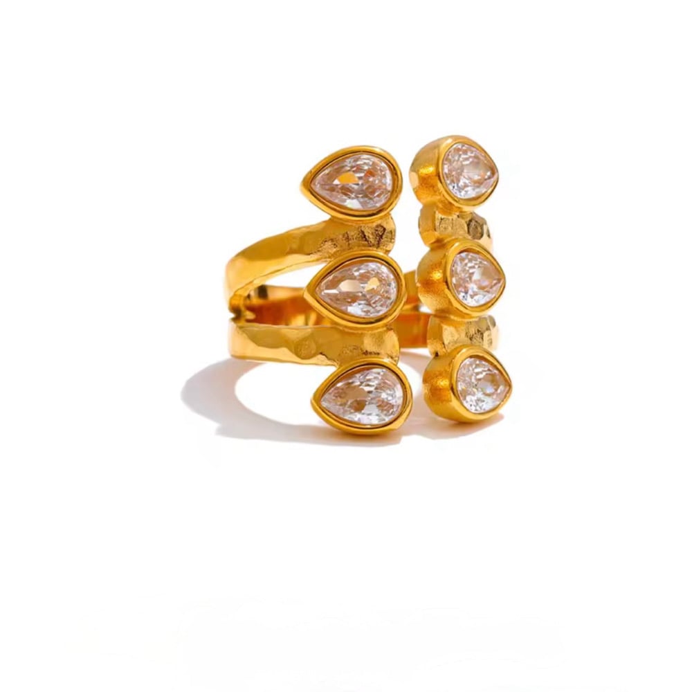 Image of LULA Cubic Zirconia 18ct Gold Plated Statement Ring