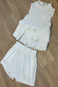 White chiffon frill two piece 