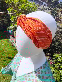 Image 2 of Boho turban Head Band- sari fabric -orange