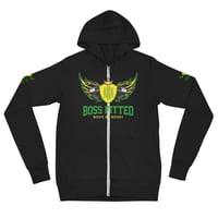 Image 1 of BOSSFITTED Yellow and Green Logo Unisex Zip Hoodie