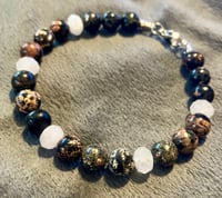 Image 3 of Mexican Red Snowflake Obsodian and Faceted Rose Quartz - Size 7.5