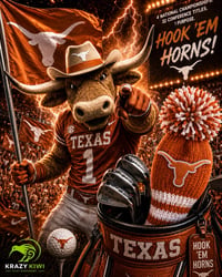 Image 1 of Texas Longhorns custom Golf Club Cover hand knit logo College football fan  gift