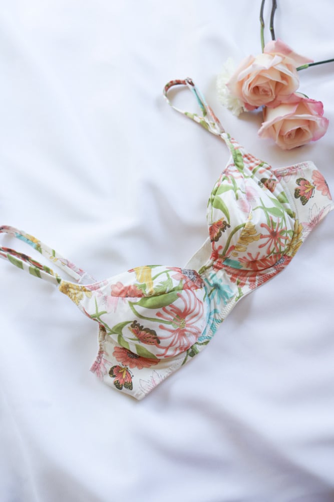 Image of Vintage 1970s Vanity Fair Springtime Fairy Bra with Flowers and Butterflies (36B)