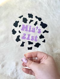 Acrylic Cow Themed Cake Topper