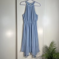 Image 3 of BCBG light blue stripe handkerchief hemline