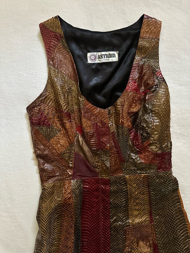 late 1960s London snakeskin mini dress