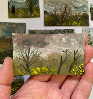 Image of Evening by a wild meadow - tiny painting 