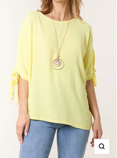 Image of NECKLACE BOW SLEEVE BLOUSE