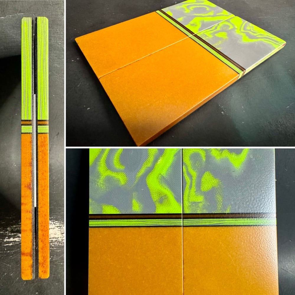 Image of Burl G10 & Butterscotch Micarta Segmented Knife Scales