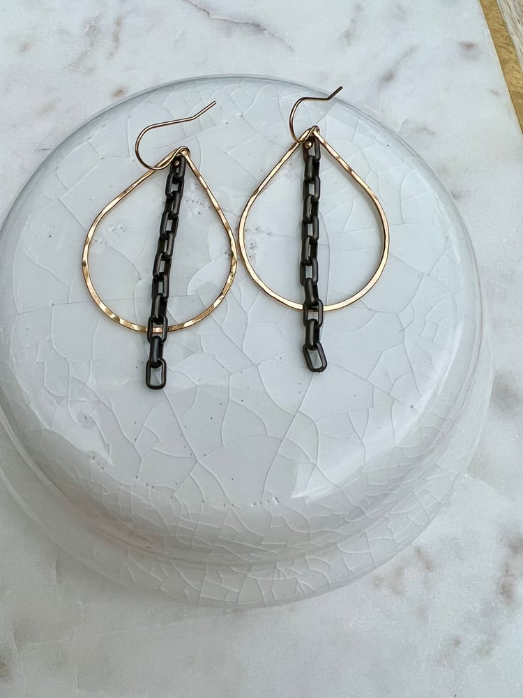 Image of Mixed Metal teardrop earrings 