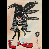 Image 1 of “Bunny love” original painting on 5” x 7” canvas 