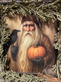 Image 2 of #2... Olde Pumpkin Harvest Santa ~ Framed Print ~ Garland ~ Crow !