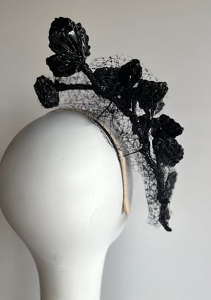 Image of Vintage black flowers headpiece   