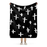 Image 2 of white cross Sherpa blanket