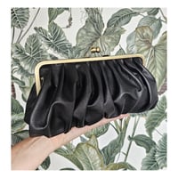 Image 2 of *NEW* Gathered Black Leather Clutch