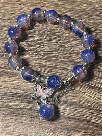 Blue/Pink bead butterfly bracelet 